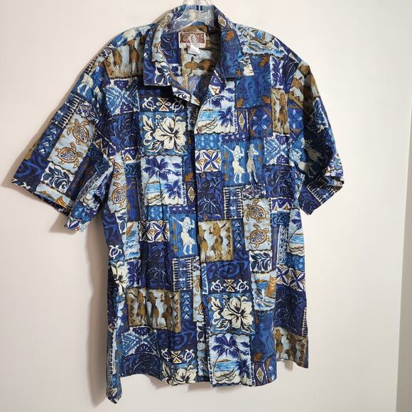 RJC Kalaheo hula girl outrigger turtle button front Hawaiian shirt men's size 2X - Picture 12 of 12